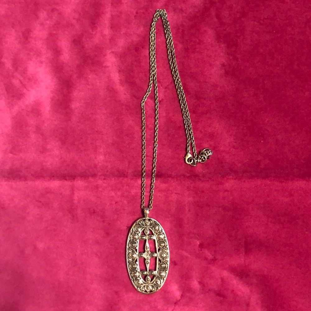 Long medallion necklace